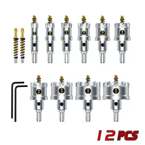 12pcs 5/8"- 2-1/8" Tungsten Carbide Tipped Hole Saw Kit Set for Stainless US - Picture 1 of 13