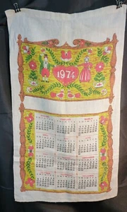 De colección Lino 1974 Calendario Toalla de Té PA Arte Popular Holandés Amish Pájaros Decoración Floral - Imagen 1 de 13