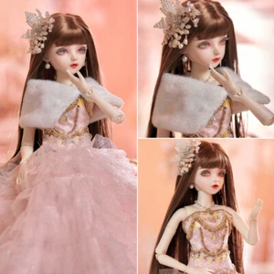 Handmade Full Set 1/3 BJD Doll with Makeup Wigs Headwear Dress Shoes Girl Doll - Picture 1 of 7