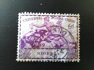 NIGERIA USED STAMP 1949 UNIVERSAL POSTAL UNION 6d PURPLE SG66.