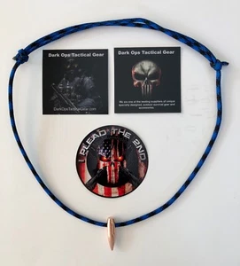 Paracord .30 Cal francotirador DIENTE DE CERDO... Collar...+ 1 calcomanía... azul/negro - Imagen 1 de 4