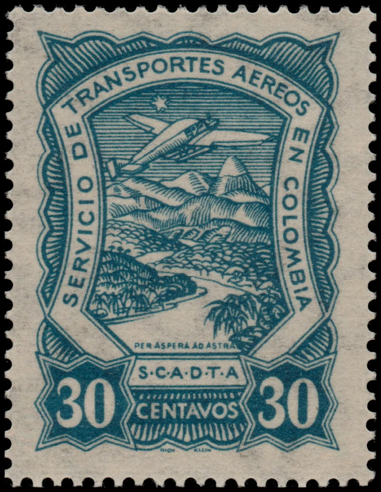 ✔️ COLÔMBIA SCADTA 1923 - AVIÃO SOBRE O RIO - SC. C42 ** MNH [2SCDT33] - Imagem 1 de 1