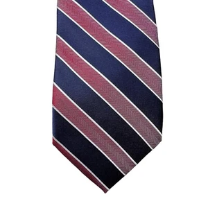 Brooks Brothers Krawatte rosa rot blau breite diagonale Streifen Seide Business 3,25" - Bild 1 von 8