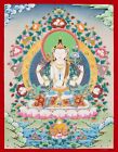 Tibetan Thanka Paintings, Four-Armed Chenrezig on Silk Canvas