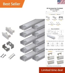 Versatile 10-Pack 2M U-Shape Aluminum Channels for LED Strip Lighting Solutions - Picture 1 of 10