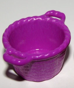 Playmobil Miniature Dollhouse Farm Woven Purple Basket w/ Handle - C13 - Picture 1 of 3