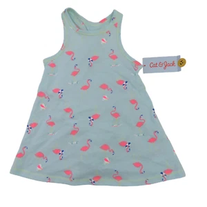 Cat & Jack Baby Girl Size 18M Sleeveless Racerback Dress & Brief Flamingo Aqua - Picture 1 of 7