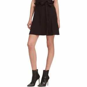 DKNY Damen schwarz Rüschen Band Detail Nacht Minirock Größe 10 NEU Neu mit Etikett - Bild 1 von 2