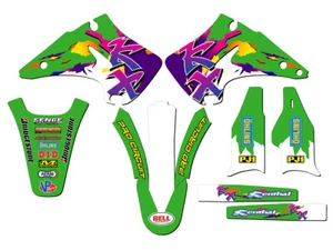 2003-2008 KX 125 THROWBACK Green Senge Graphics Kit Compatible with Kawasaki - Bild 1 von 10