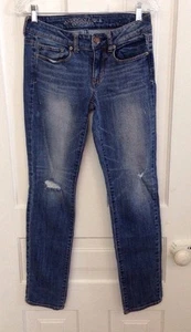 Damen AMERICAN EAGLE Skinny STRETCH Jeans Whiskered/Distressed Medium Wash 4 Reg - Bild 1 von 11