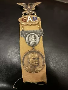 1932 GAR NATIONAL ENCAMPMENT REP. 4-MEDAL SET, RIBBON PIN, ENAMEL 6.5" LINCOLN - Picture 1 of 2