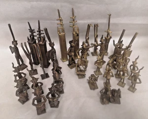 Atypisches Konvolut 36 Stück Bronze Schachbrett Afrikanische Ethnie (unvollständig) - Bild 1 von 15