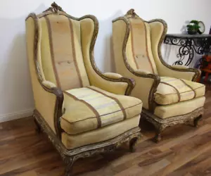 antik Rokoko 2 OhrenSessel aus Sessel Retro gepolstert Barock Sofa - Bild 1 von 24