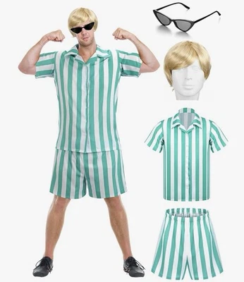 Fantasia de Halloween praia listrada cosplay Barbie e Ken Cozypower (L) 4 peças masculina - Imagem 1 de 4