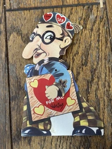 Vintage 1930s Mechanical Die-Cut Valentine Card - Moveable Arm - Made in USA - Bild 1 von 5