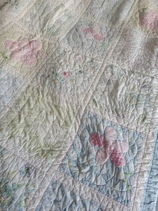 Pottery Barn Kids Quilt  84x69 Cotragecore Flowers Twin Size Garden Pink Pastel  - Picture 1 of 8