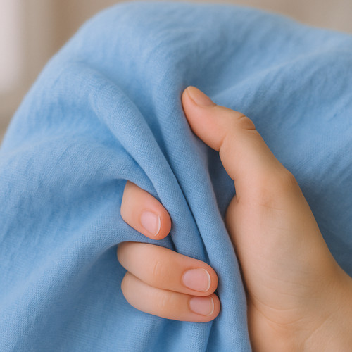 VETEMENTS Tessuto Lino Blu Cielo Francese da Giardino Ideale per Cucito Abbigliamento Arredamento Casa