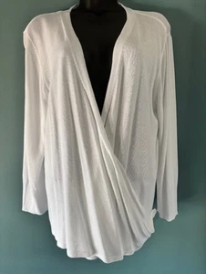 Simply Vera Wang XL weißer leichter Wickelpullover gerippt lässig Grundnahrungsmittel klassisch - Bild 1 von 7