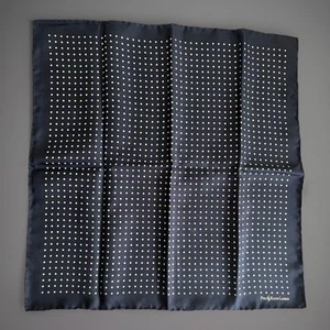 Polo Ralph Lauren Seide Einstecktuch Punkte schwarz weiß Einstecktuch Italien 19”x 19” - Bild 1 von 4