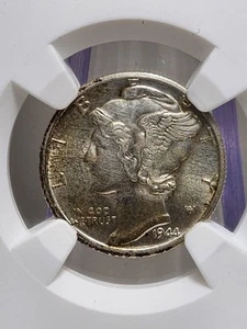 1944-D Mercury Dime NGC Unc Detail Obv Cleaned - Picture 1 of 4