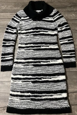Calvin Klein Women’s Cowl Neck Black & White Striped Sweater Dress Size Medium - Image 1 of 4