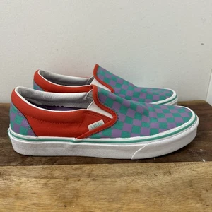 Vans Classic Slip On Mens 8 / Womens 9.5 Green Purple Checkerboard Shoes 500714 - Picture 1 of 14