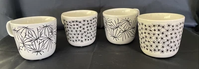 Juego de 4 tazas de té taza de café Starburst blanco y negro Ikea Maria Vinka Ungdom Foto 1 de 4