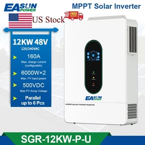 12KW 12000W 48V Solar Hybrid Inverter Hybrid AC 120V/240V MPPT 200A Parallel BMS - Picture 1 of 14