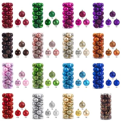 Christmas Ball Decorations Set With Plastic Ornaments For Holiday Tree Festive - Image 1 of 4
