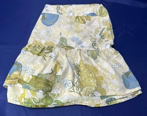 Vintage 70s Vegetable Print Tablecloth Fitted Blue Gold Green 18 X 36 7” Ruffle - Picture 1 of 17