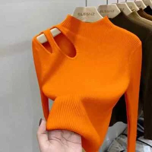 Turtleneck Knitted Women Sweater Ribbed Pullovers Basic Sweaters Fit Soft Warm - Picture 1 of 14
