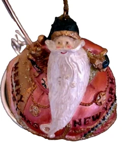 ZIZO Buon Natale New York Rotondo Legno Babbo Natale Decorazione USA - Foto 1 di 8