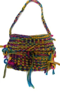 Vintage Woolen Woven Shoulder Handbag Handcrafted Wool Thread Free shipping - Picture 1 of 7