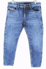DIESEL W34 Men Jeans Blue Whiskered Stretch Zip-Fly Straight Fitted Classic