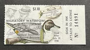 Estampillas WTD - 1980 MARYLAND - Estampillas de pato estatal - Como nuevas OG NH **FIRMADAS POR EL ARTISTA** - Imagen 1 de 2