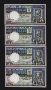 Portugal Angola SET 4 X 50 ESCUDOS 1973 GEM UNC RUNNING NUMBERS - Picture 1 of 2