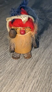 Vintage Schwedische Volkskunst Tomte Elfe Holz Weihnachtswichtel Bart mit Pfeife - Bild 1 von 10