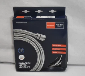 Grohe 28025000 Twist Free Rotaflex Metal Shower Hose Chrome 1/2" x 1/2" x 69" - Picture 1 of 7