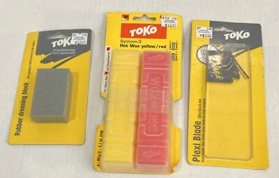 Toko Hot Wax Yellow Red Kit Plexi Scraper Rubber Dressing Block Ski Tuning Shop Foto 1 de 4