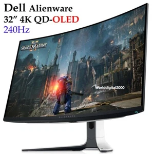 DELL Alienware 32 4K QD-OLED Curved Gaming Monitor AW3225QF 240Hz NVIDIA G-Sync - Picture 1 of 1