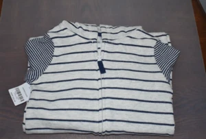Neu mit Etikett Carters Fleece Schlaf Spielen Strampler Overall ~ marineblau Streifen Kapuze Ohren - Bild 1 von 4
