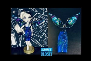 Rainbow High Custom Blue Fairy Wings Hand Beaded Sequin Flowers Lame 443 - Picture 1 of 3