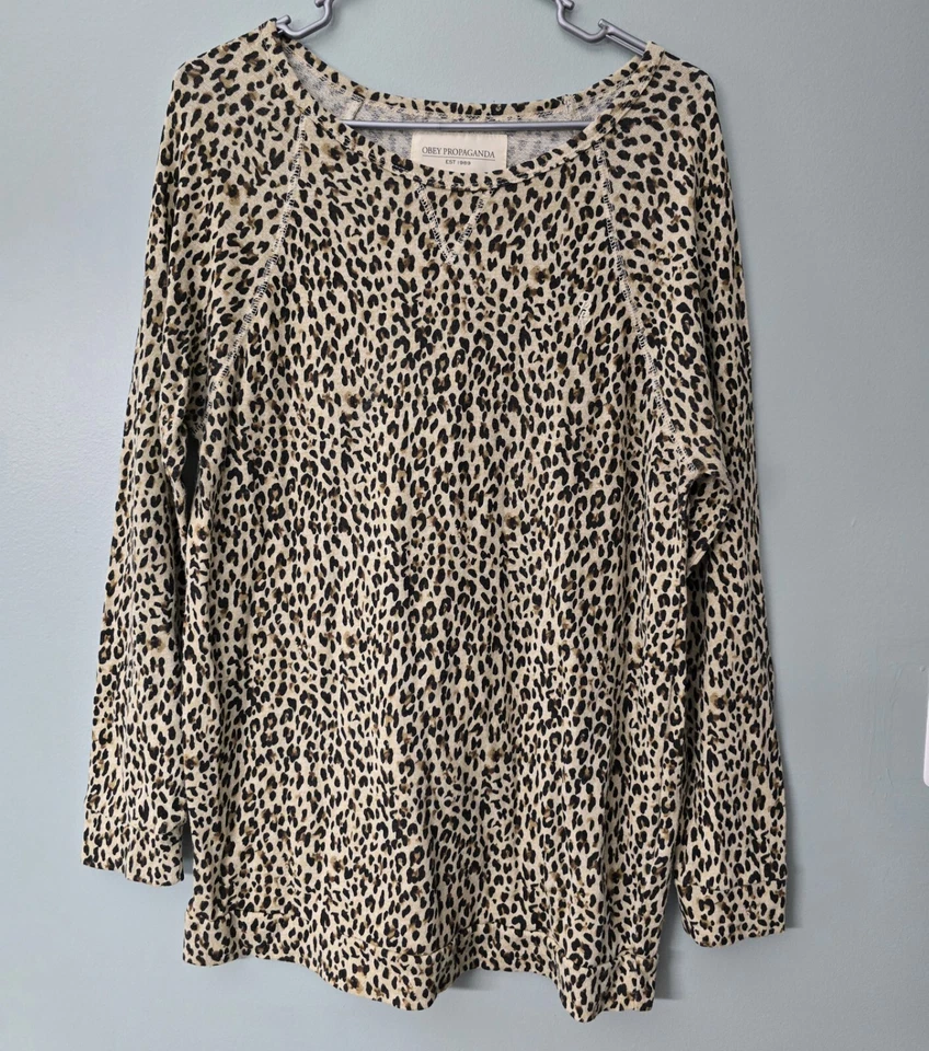 Obey Propaganda Animal Print Cheetah Pullover Sweater Size Medium - Image 1 of 4