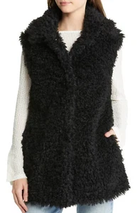 UGG Women Tammie Faux Fur Long Vest In Black Size M NWT - Picture 1 of 11