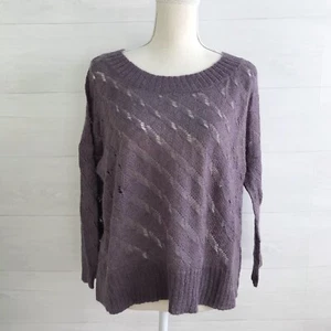 LOFT - Purple-gray lace knit mohair sweater, L - Picture 1 of 6