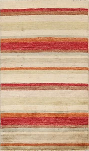 Trendy Gabbeh Kashkoli Striped Wool Modern Accent Rug 3x5 ft - Picture 1 of 17