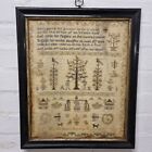 Antique 19th Century Needlework Sampler By Harriet Moore Aged 12 1871 Adam & Eve