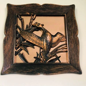 Vtg Midcentury 1963 Dart Coppercraft Guild Wall Art Mallard Duck Hunting Lake - Picture 1 of 10