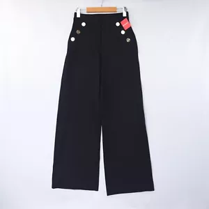 Spanx Womens Pants The Perfect Pant Ponte Button Wide Leg Black Size NWT - Picture 1 of 36