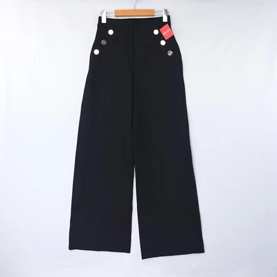 Spanx Womens Pants The Perfect Pant Ponte Button Wide Leg Black Size NWT — 第 1/4 张图片